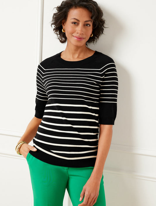 Talbots ELBOW SLEEVE PULLOVER - VARIEGATED BRETON