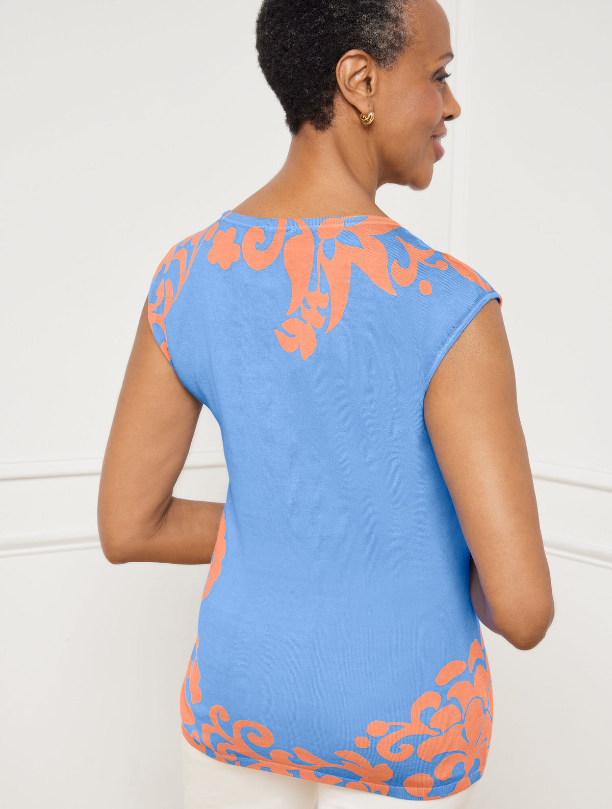 Talbots JACOBEAN FLORAL SCOOP NECK PULLOVER