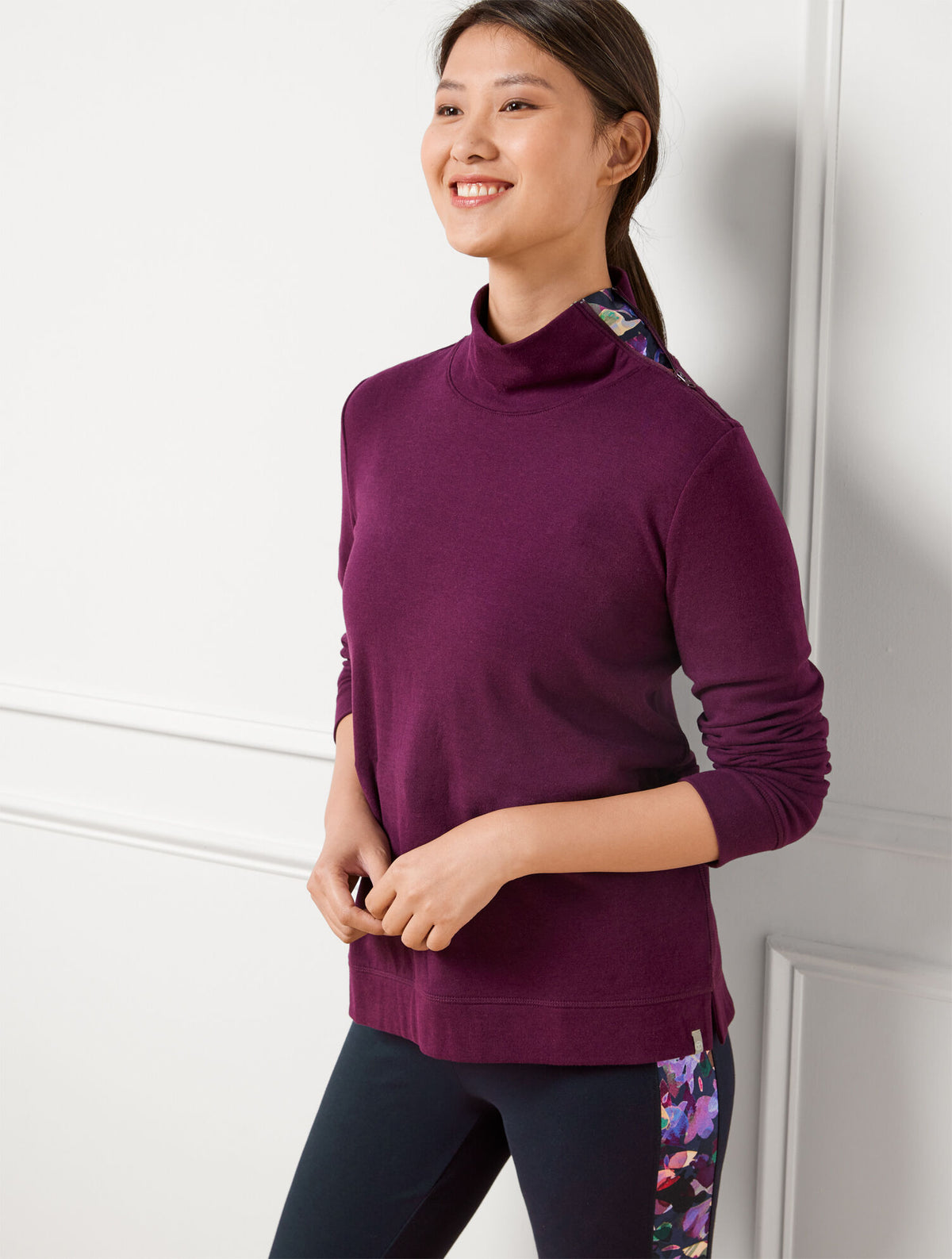 Talbots ASYMMETRICAL ZIP MOCKNECK PULLOVER
