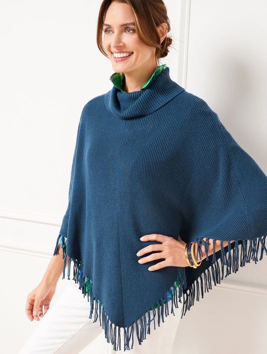 Talbots PLUS EXCLUSIVE FRINGE KNIT PONCHO