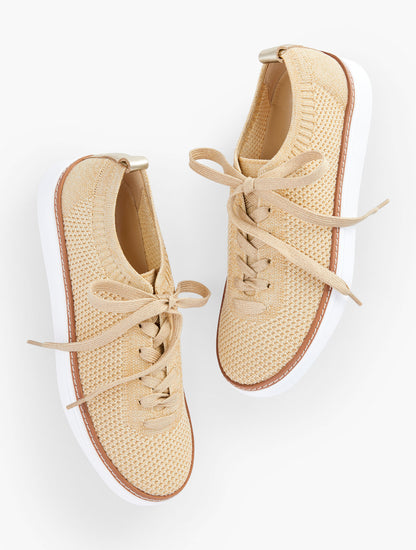 Talbots BRITTANY METALLIC KNIT LACE UP SNEAKERS