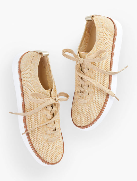 Talbots BRITTANY METALLIC KNIT LACE UP SNEAKERS