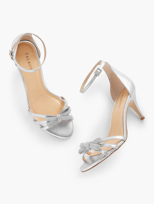 Talbots ERICA LEATHER ANKLE STRAP SANDALS - METALLIC