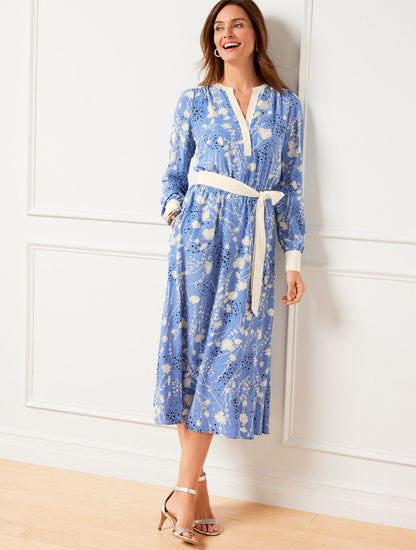 Talbots BELTED FIT & FLARE SHIRTDRESS - DANCING FLOWERS
