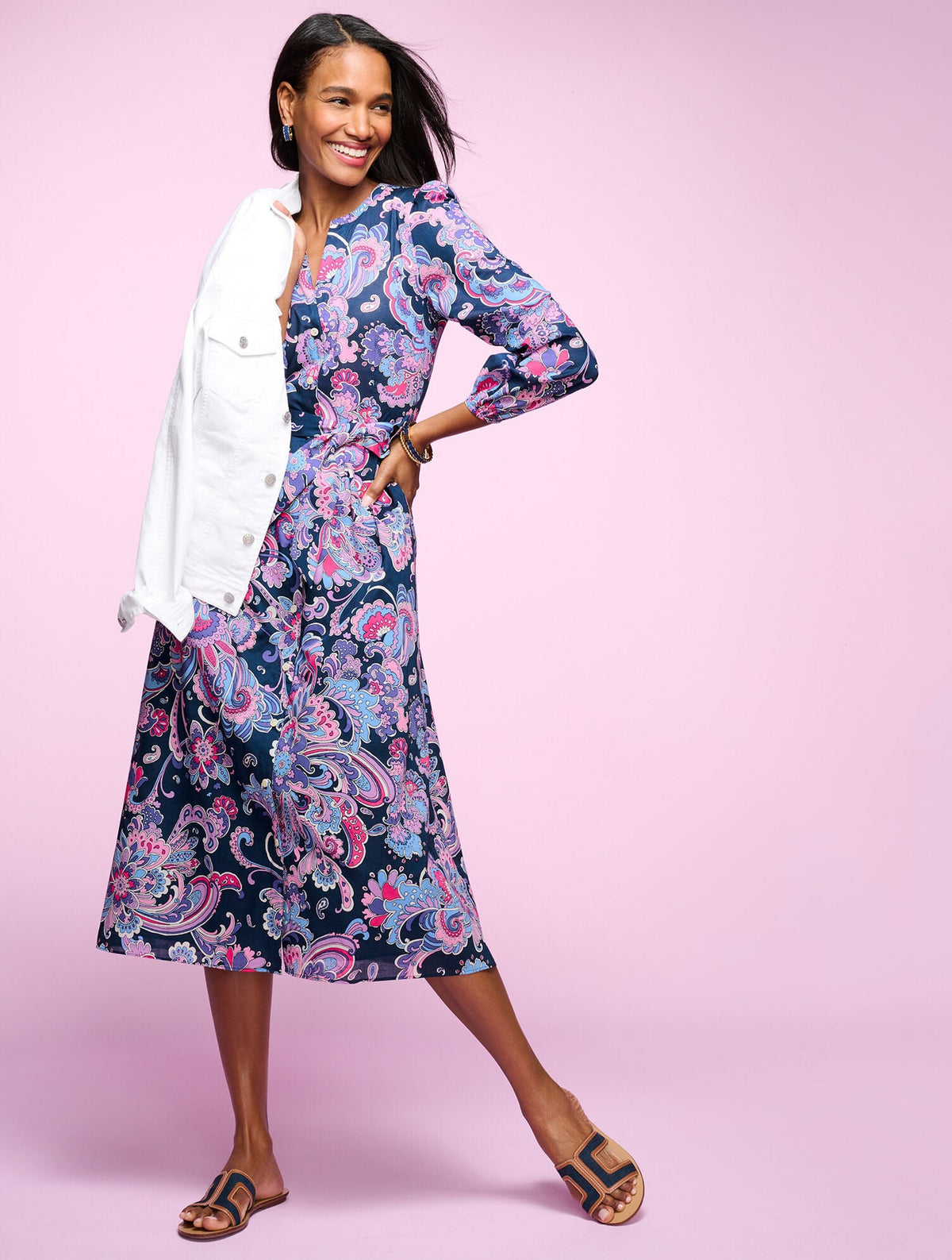 Talbots VOILE FIT & FLARE SHIRTDRESS - SWIRL FLORAL