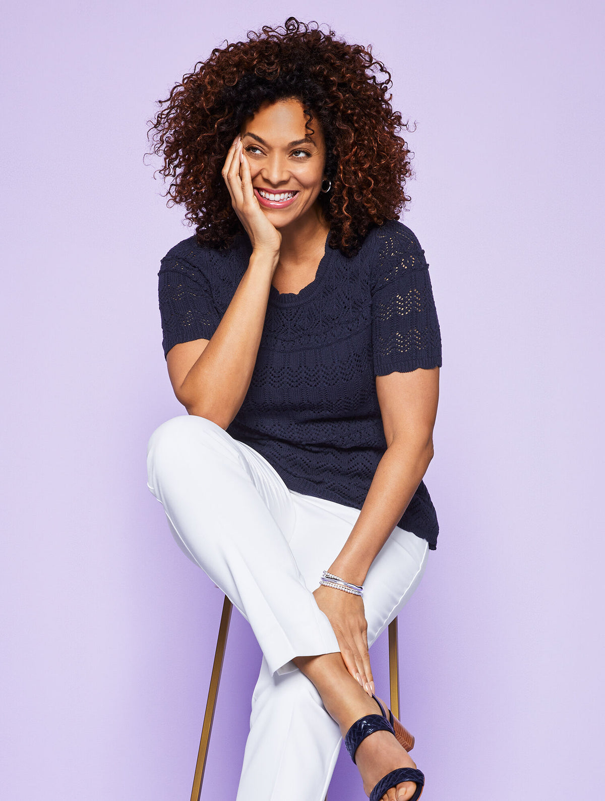Talbots MIXED POINTELLE STITCH SWEATER