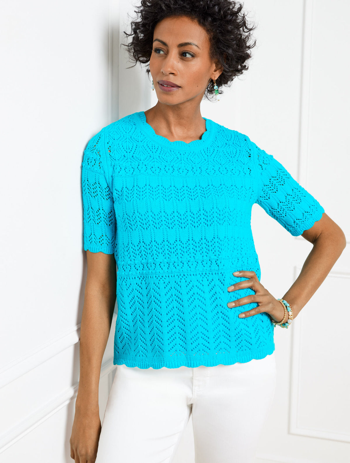 Talbots MIXED POINTELLE STITCH SWEATER