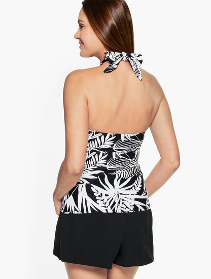 Talbots SUN OCEAN SAND RUCHED HALTER TANKINI - SILHOUETTE FERNS