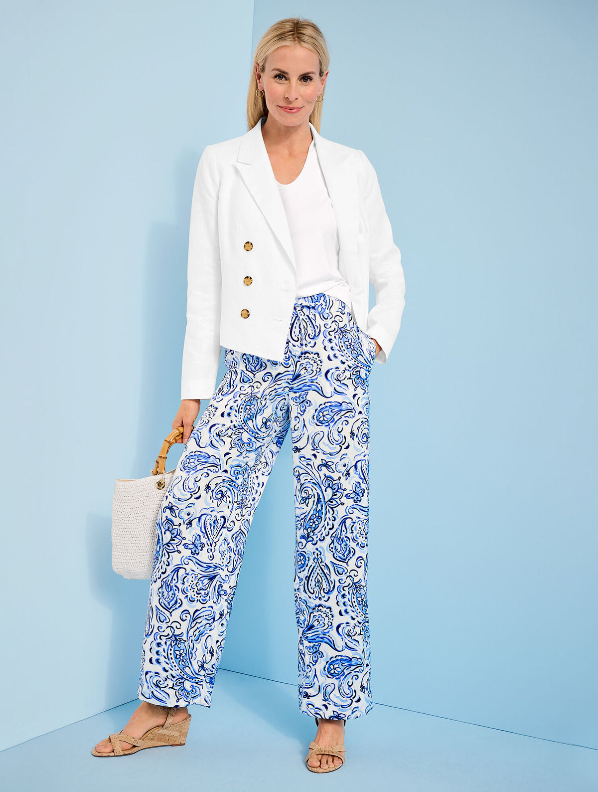 Talbots SATIN WIDE LEG PANTS - PAINTED PAISLEY