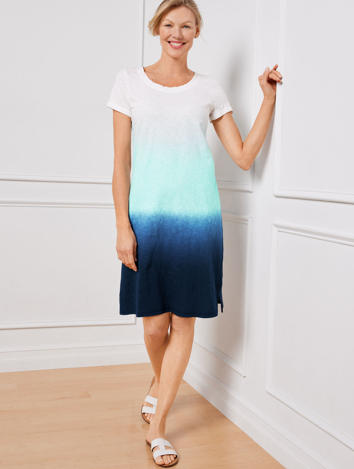 Talbots SUPERSOFT SLUB SHORT SLEEVE DRESS - DIP DYE