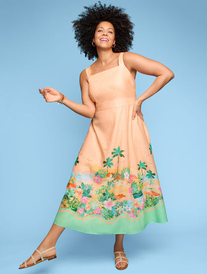 Talbots LINEN MAXI DRESS - SUNSET HORIZON