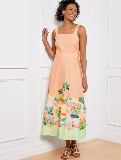 Talbots LINEN MAXI DRESS - SUNSET HORIZON