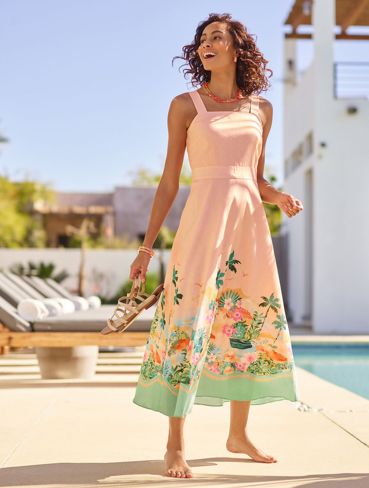 Talbots LINEN MAXI DRESS - SUNSET HORIZON