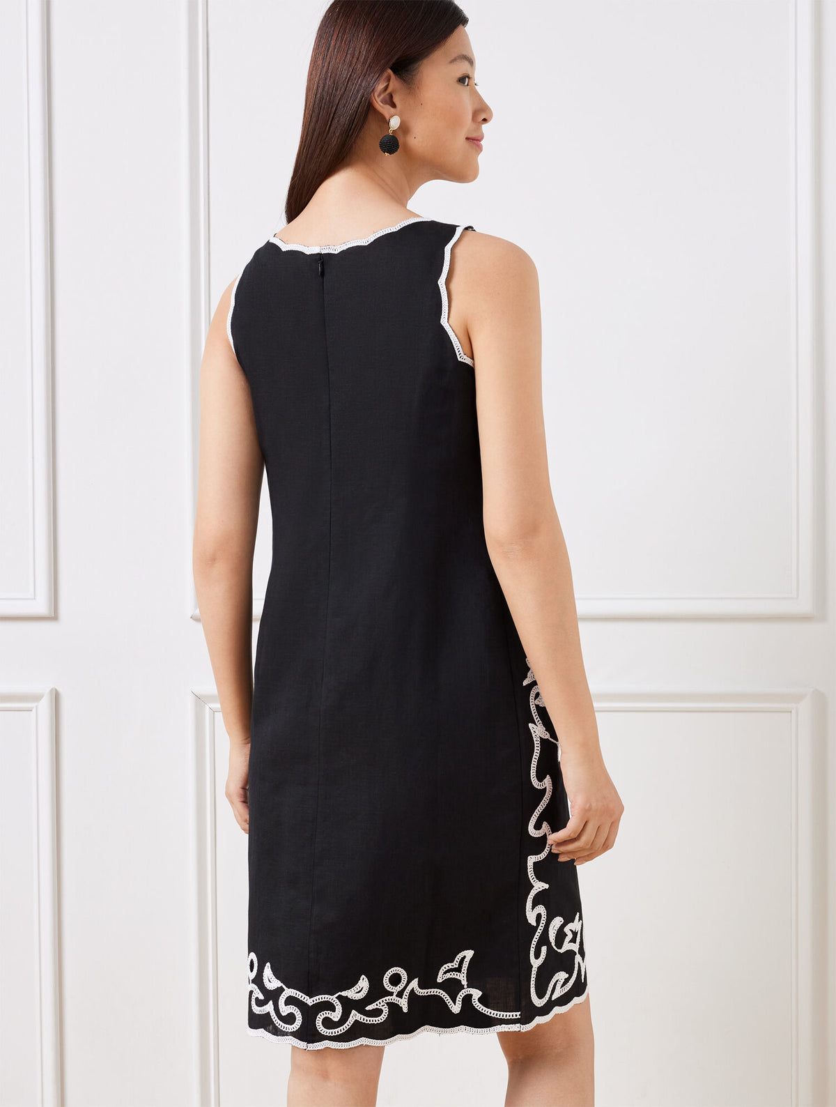 Talbots EMBROIDERED LINEN COTTON SHIFT DRESS