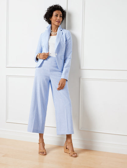 Talbots LINEN BLEND WIDE LEG CROP PANTS - SUNSET STRIPE