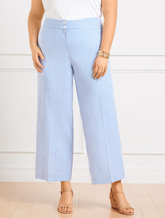 Talbots PLUS EXCLUSIVE WIDE LEG CROP PANTS - SUNSET STRIPE