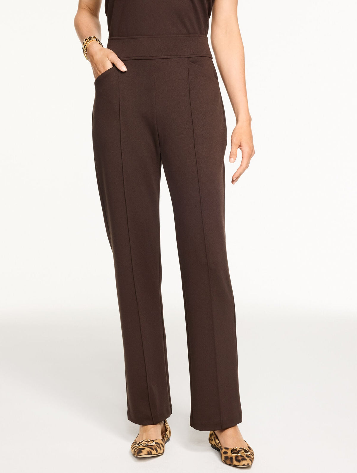Talbots PASSPORT PONTE PINTUCK STRAIGHT LEG PANTS