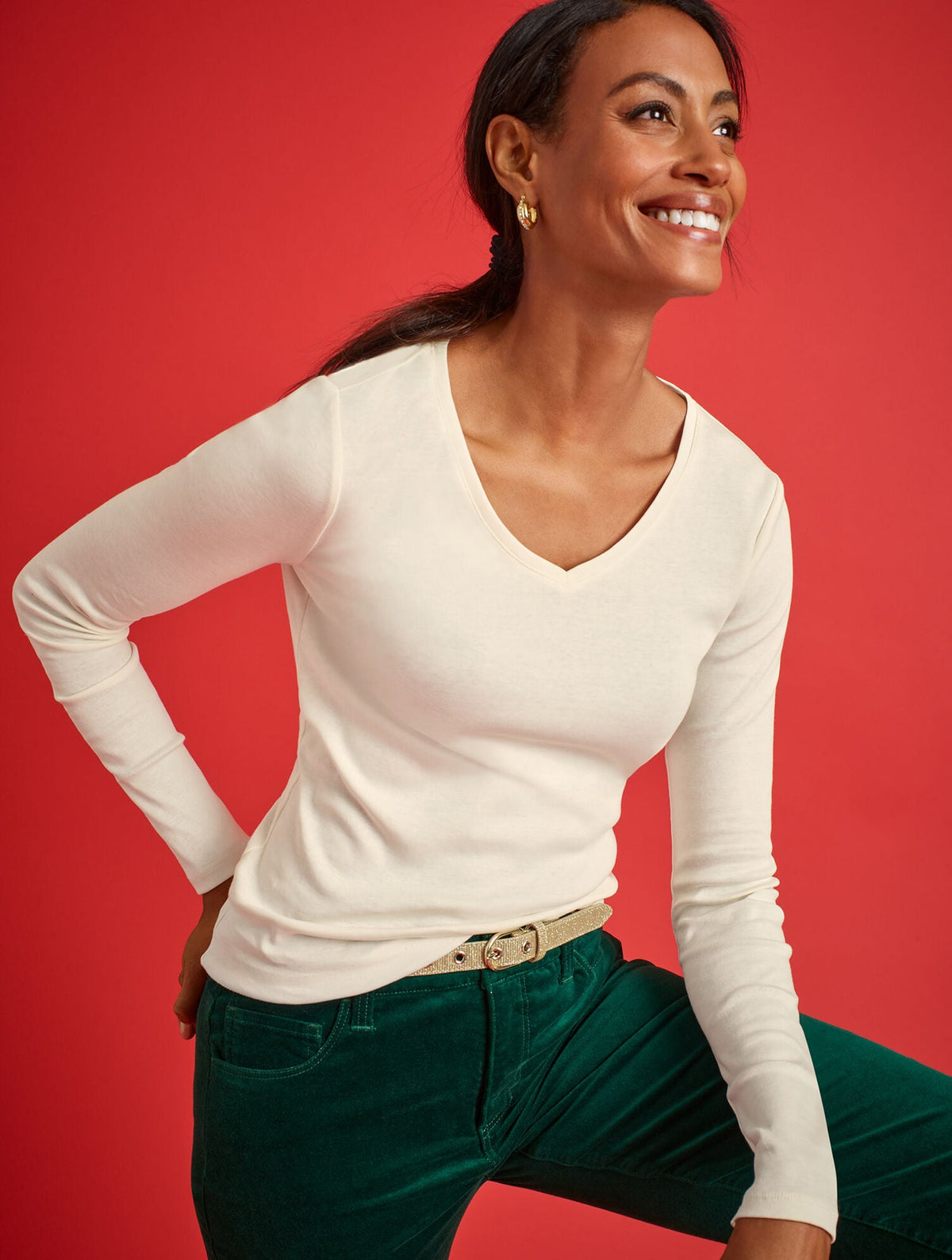 Talbots PIMA V-NECK TEE