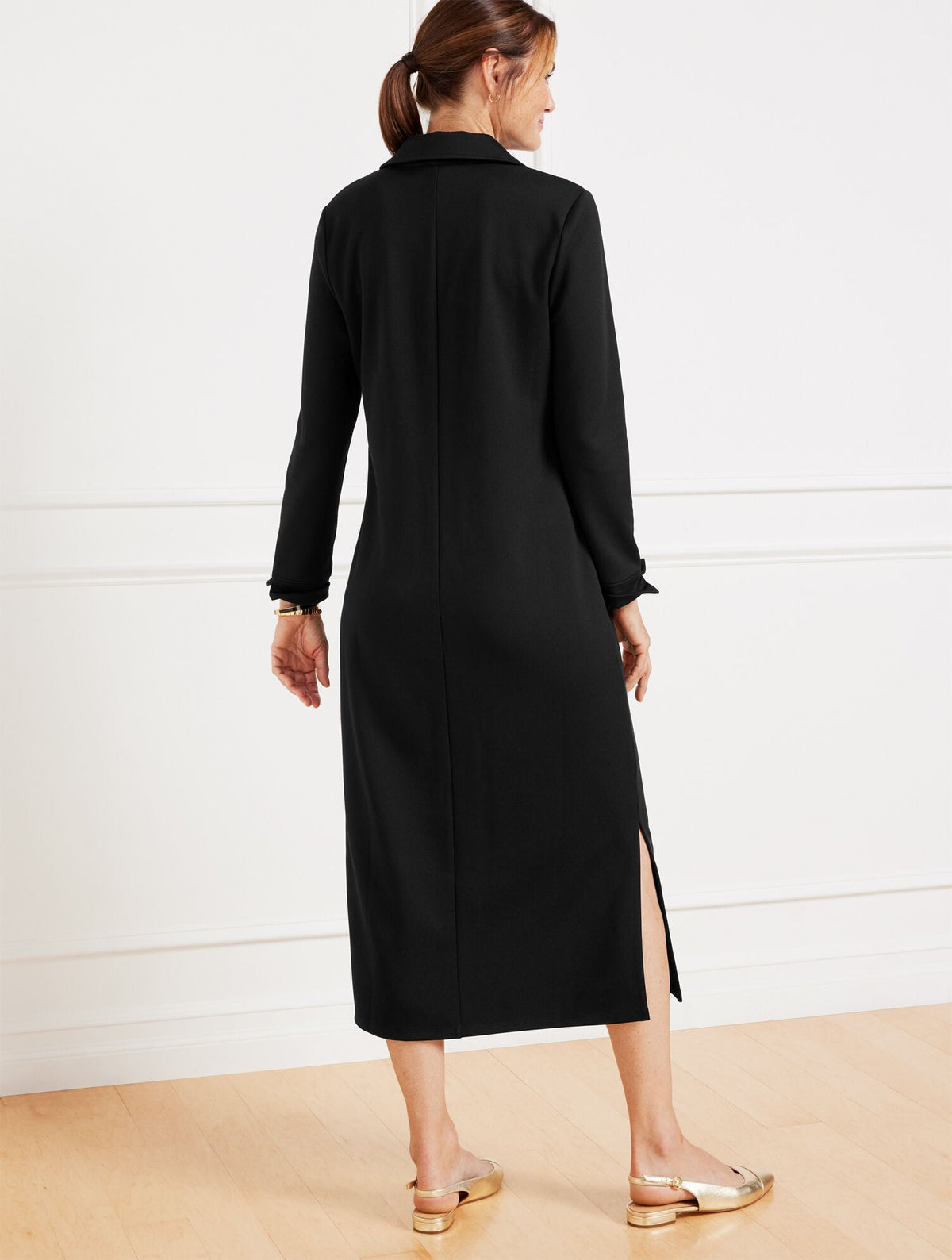 Talbots PASSPORT PONTE JOHNNY COLLAR MIDI DRESS