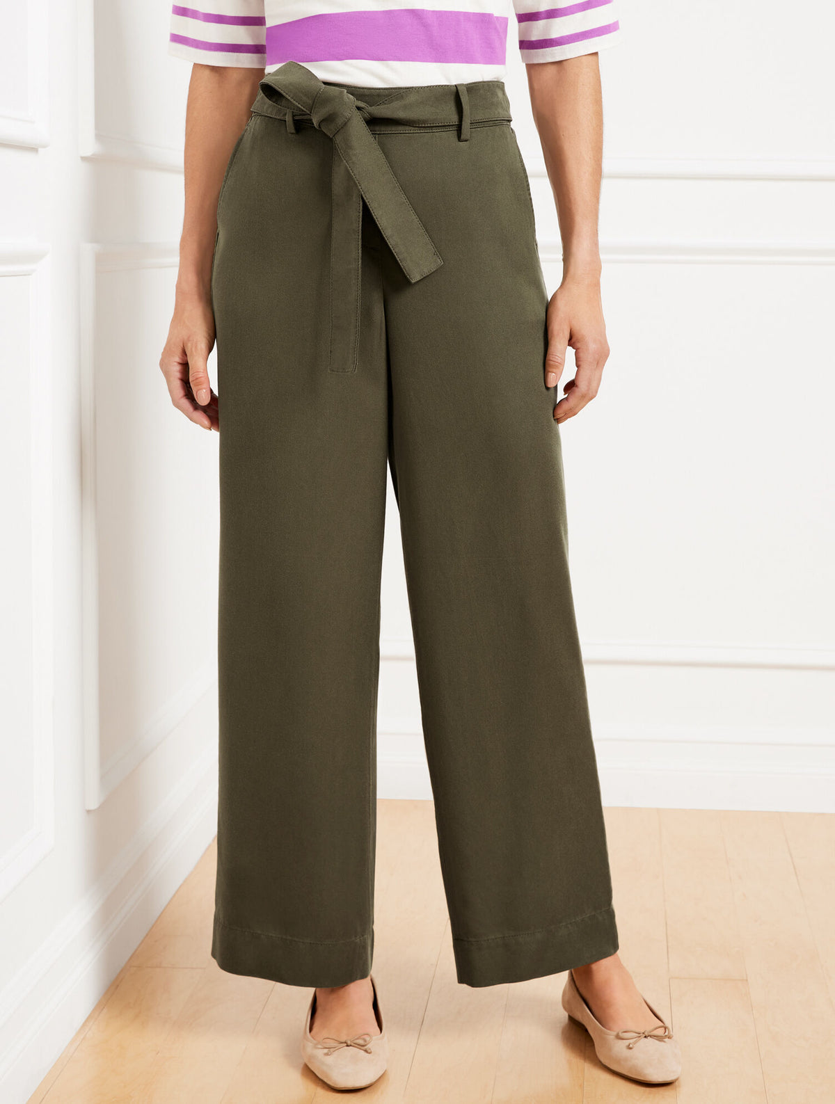 Talbots BELTED WIDE ANKLE PANTS