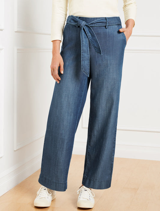 Talbots BELTED WIDE ANKLE PANTS - KALI WASH