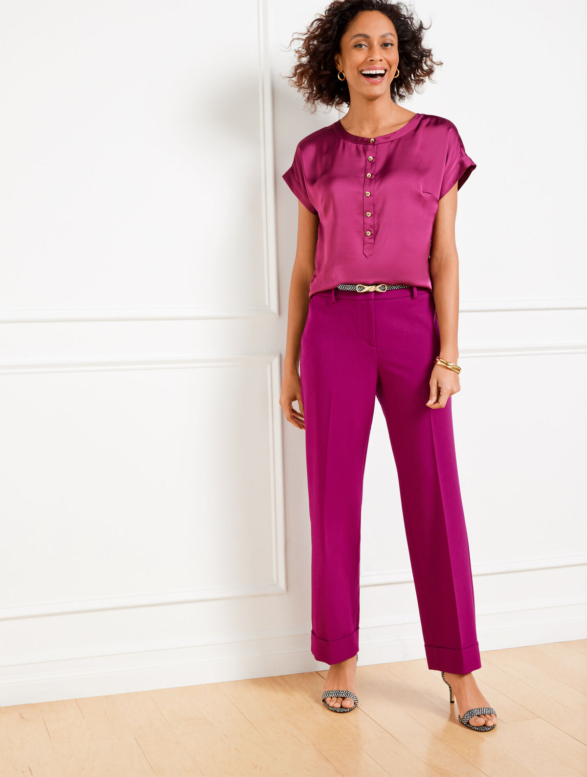 Talbots TAILORED STRETCH SLIM WIDE ANKLE PANTS