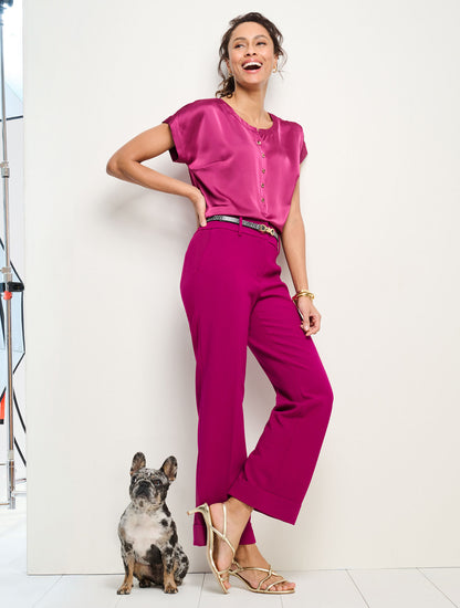 Talbots TAILORED STRETCH SLIM WIDE ANKLE PANTS