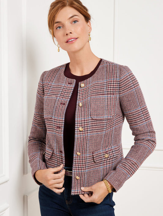 Talbots SHETLAND CROP JACKET - AUTUMN PLAID