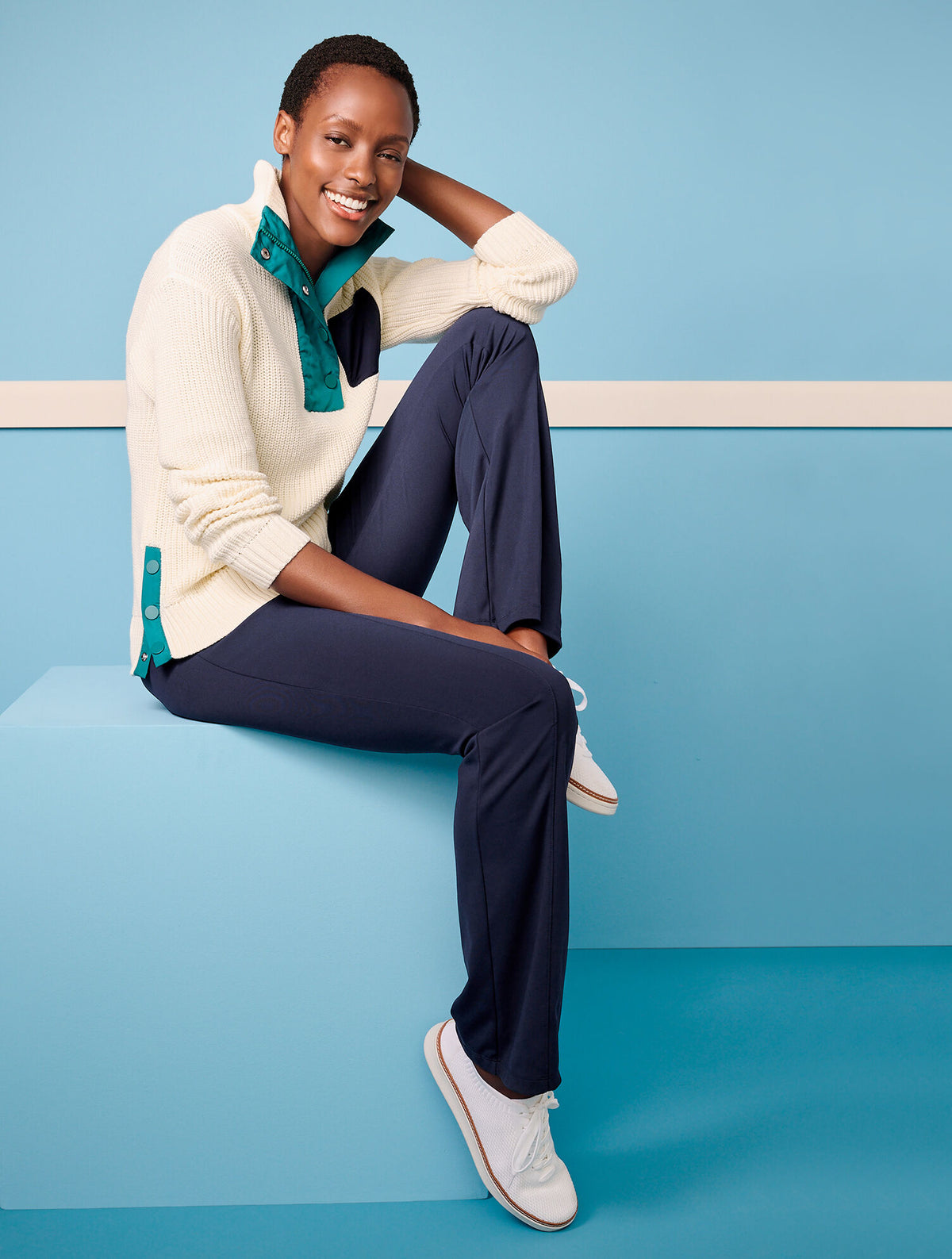 Talbots COOLMAX® SNAP HALF-ZIP SWEATER