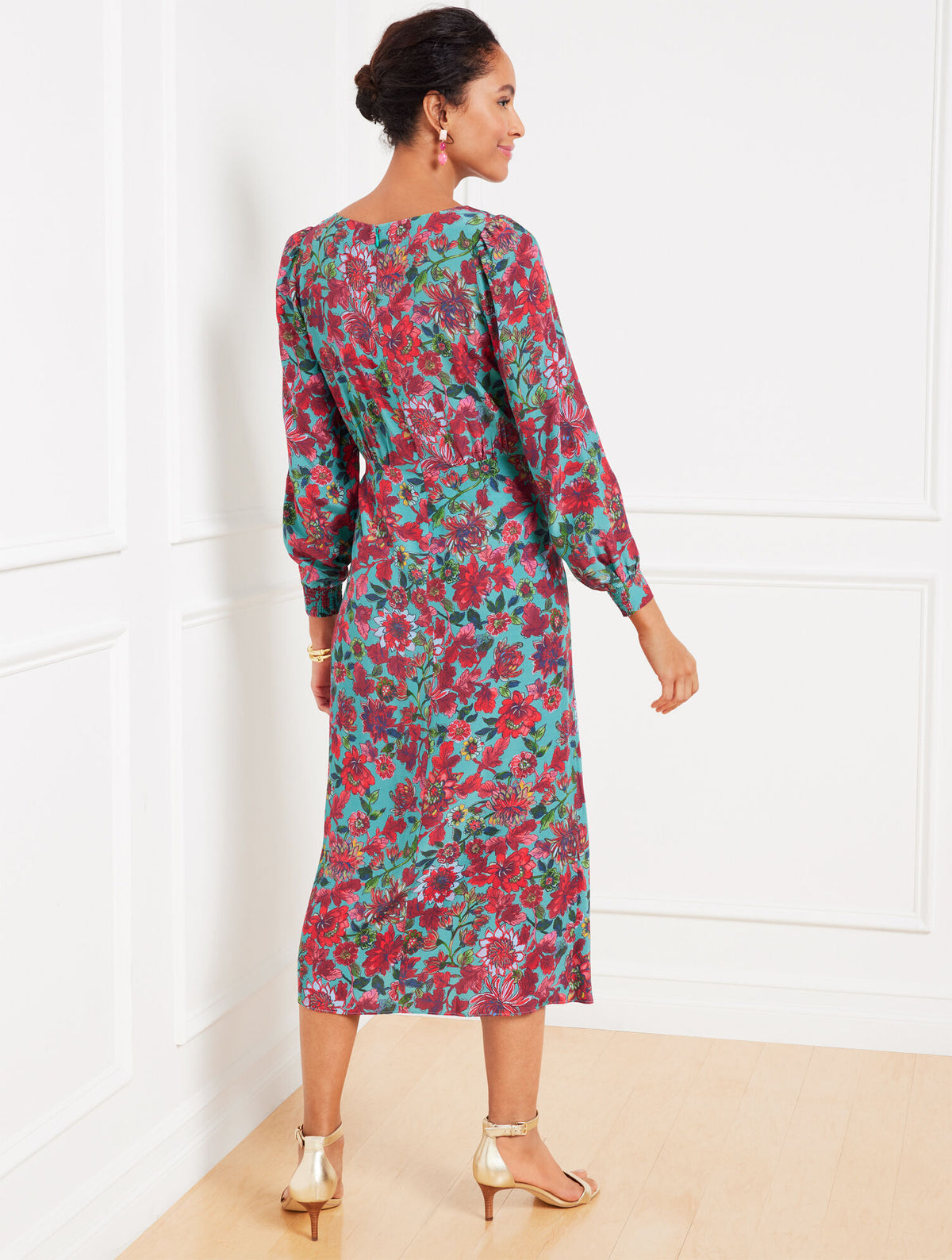 Talbots SIDE TIE MIDI DRESS - STUNNING FLORAL