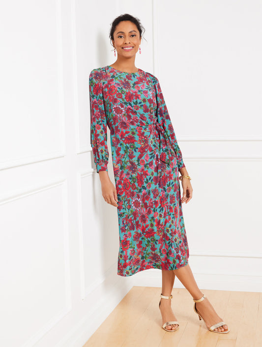 Talbots SIDE TIE MIDI DRESS - STUNNING FLORAL