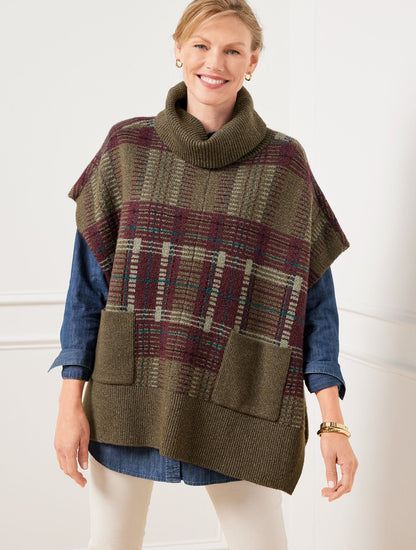 Talbots PLAID TURTLENECK PONCHO