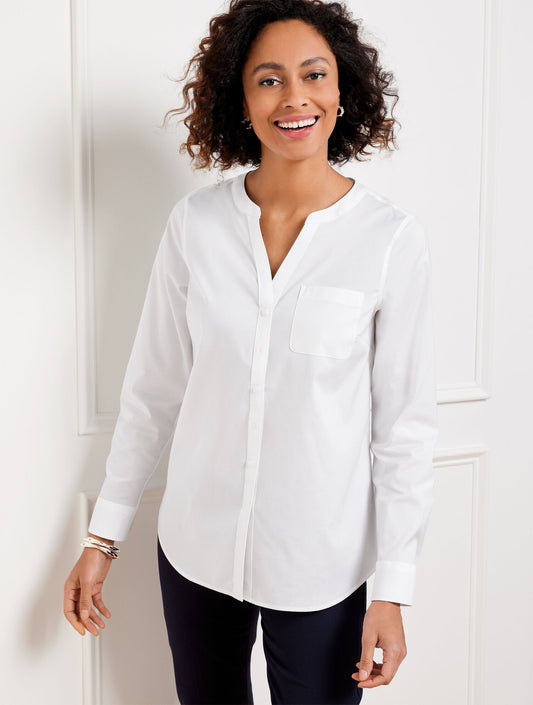 Talbots NON-IRON BAND COLLAR BUTTON FRONT SHIRT