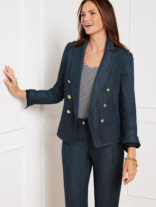 Talbots REFINED DENIM DOUBLE BREASTED BLAZER