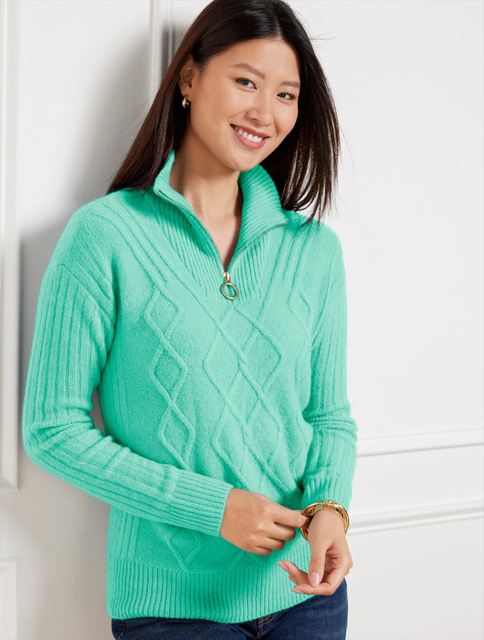 Talbots CABLE KNIT HALF-ZIP SWEATER