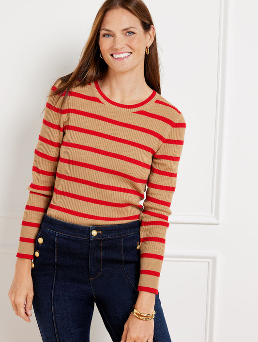 Talbots METALLIC CREWNECK SWEATER - STRIPE