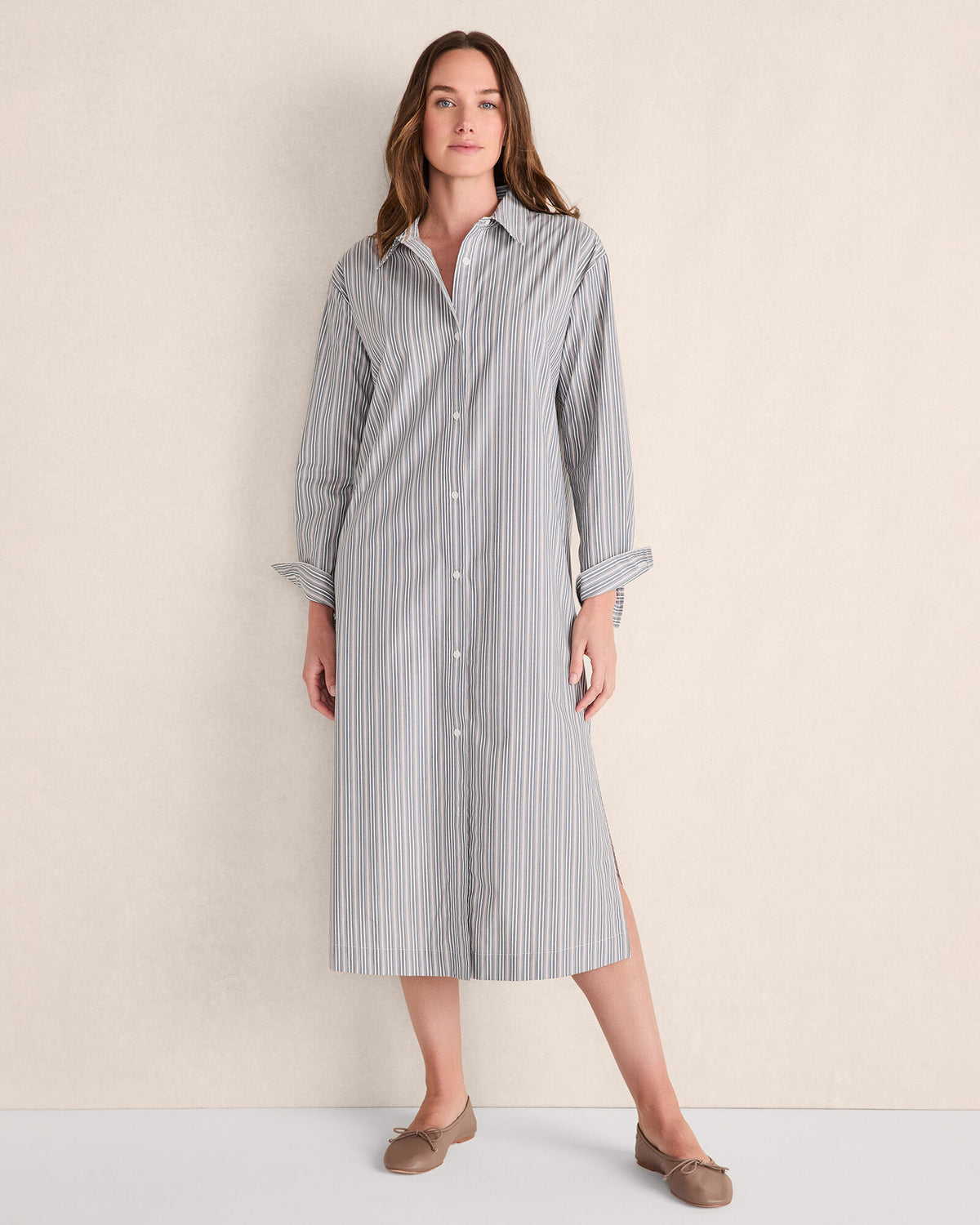 Talbots ORGANIC COTTON POPLIN BUTTONDOWN MIDI DRESS