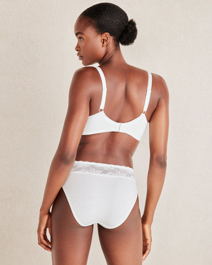 Talbots COTTON HIGH LEG BRIEF WITH LACE WAIST
