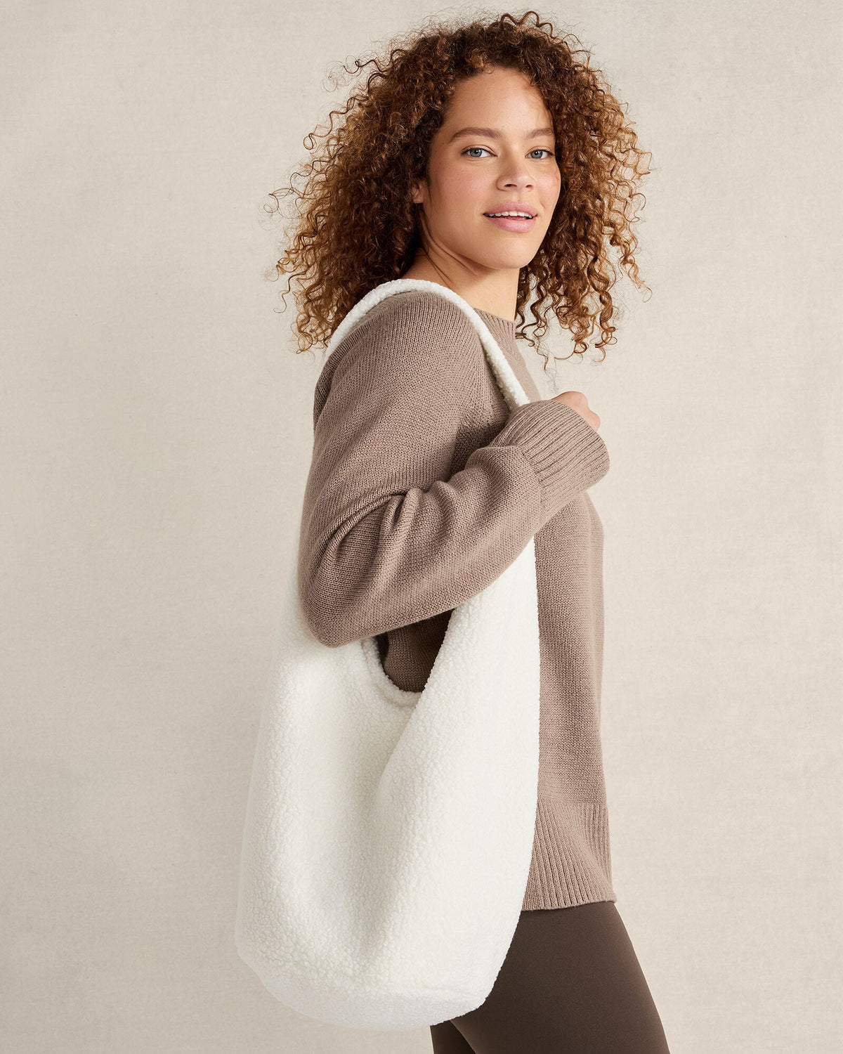 Talbots CURLY SHERPA BUCKET TOTE