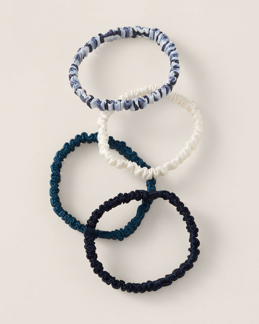 Talbots WASHABLE SILK HAIR TIES - NAVY COMBO
