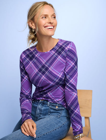 Talbots CREWNECK TEE - POINSETTIA PLAID