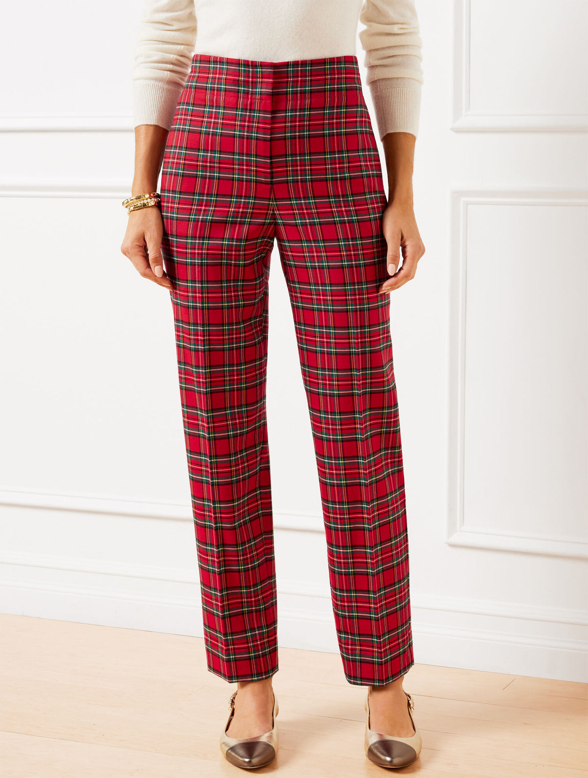 Talbots TAPERED ANKLE PANTS - APPLE CIDER PLAID
