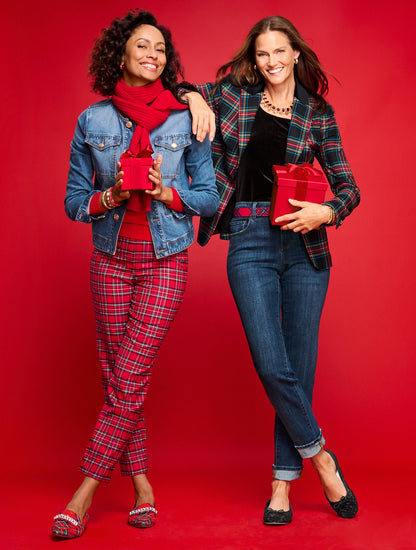Talbots TAPERED ANKLE PANTS - APPLE CIDER PLAID