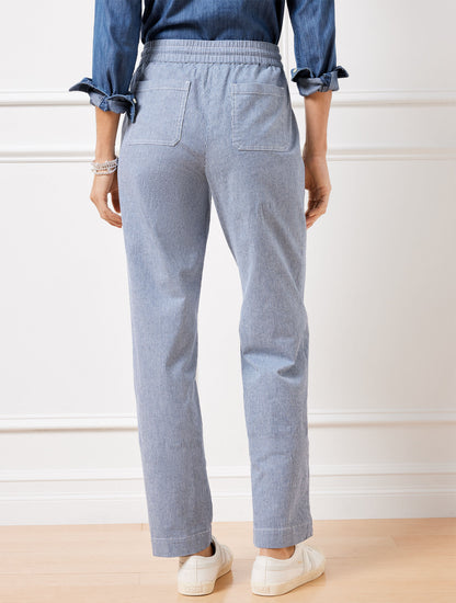 Talbots STRAIGHT LEG DRAWSTRING PANTS - RAILROAD STRIPE