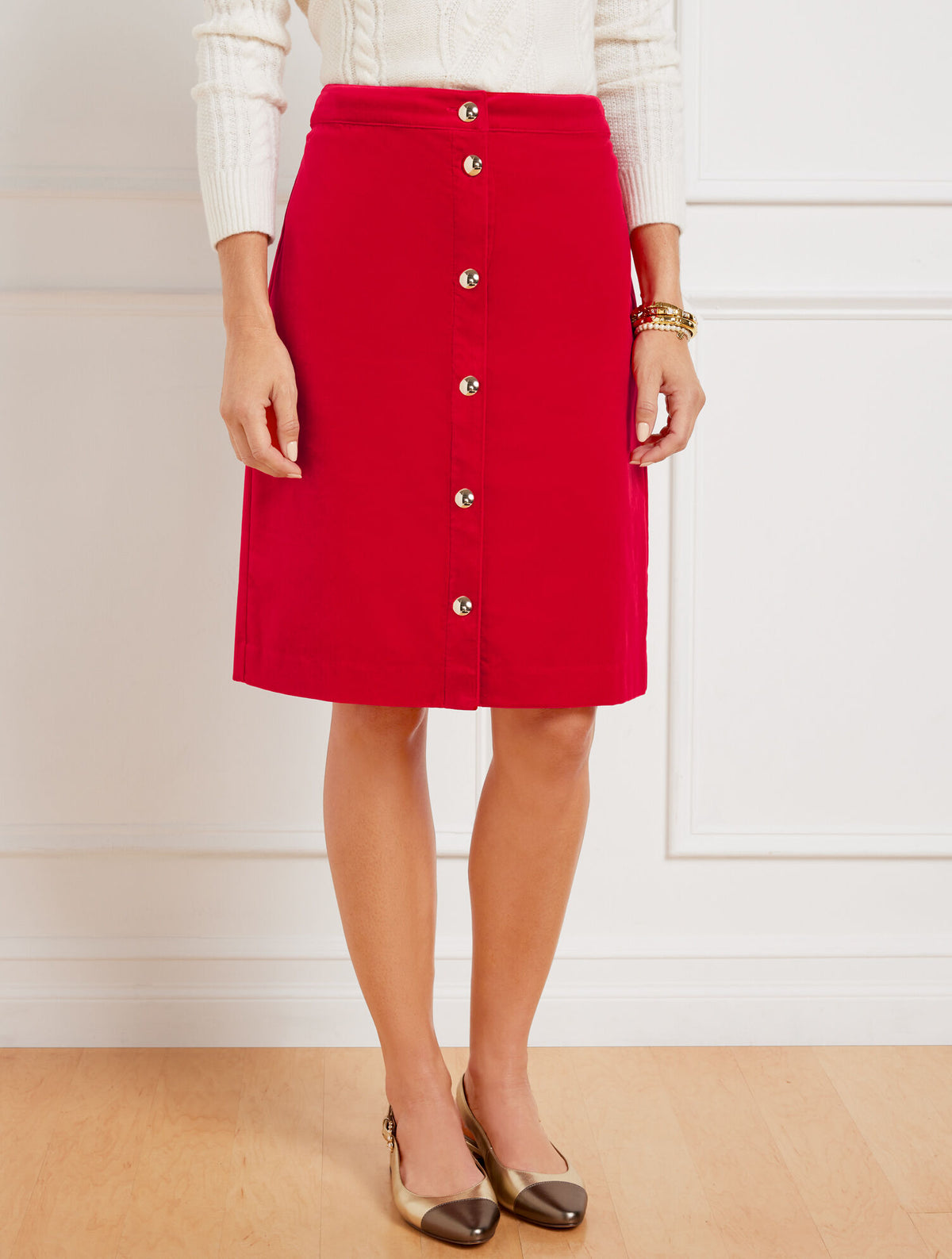 Talbots VELVETEEN BUTTON FRONT A-LINE SKIRT