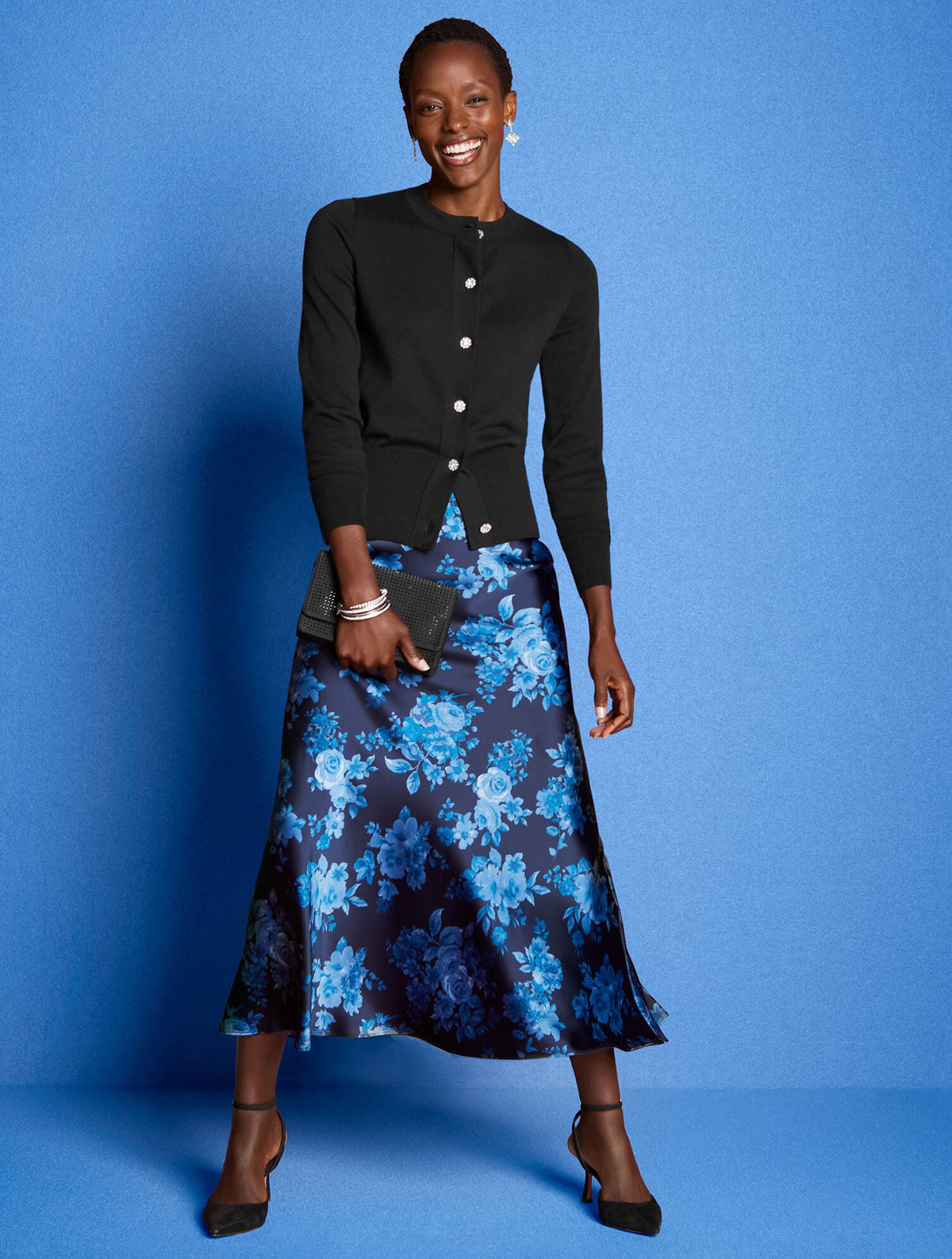Talbots SATIN MAXI SLIP SKIRT - FLOURISH FLORAL