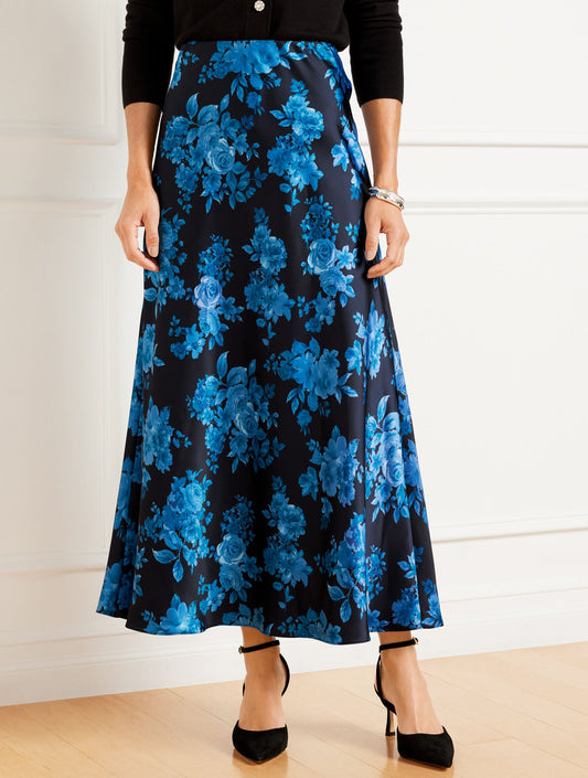 Talbots SATIN MAXI SLIP SKIRT - FLOURISH FLORAL