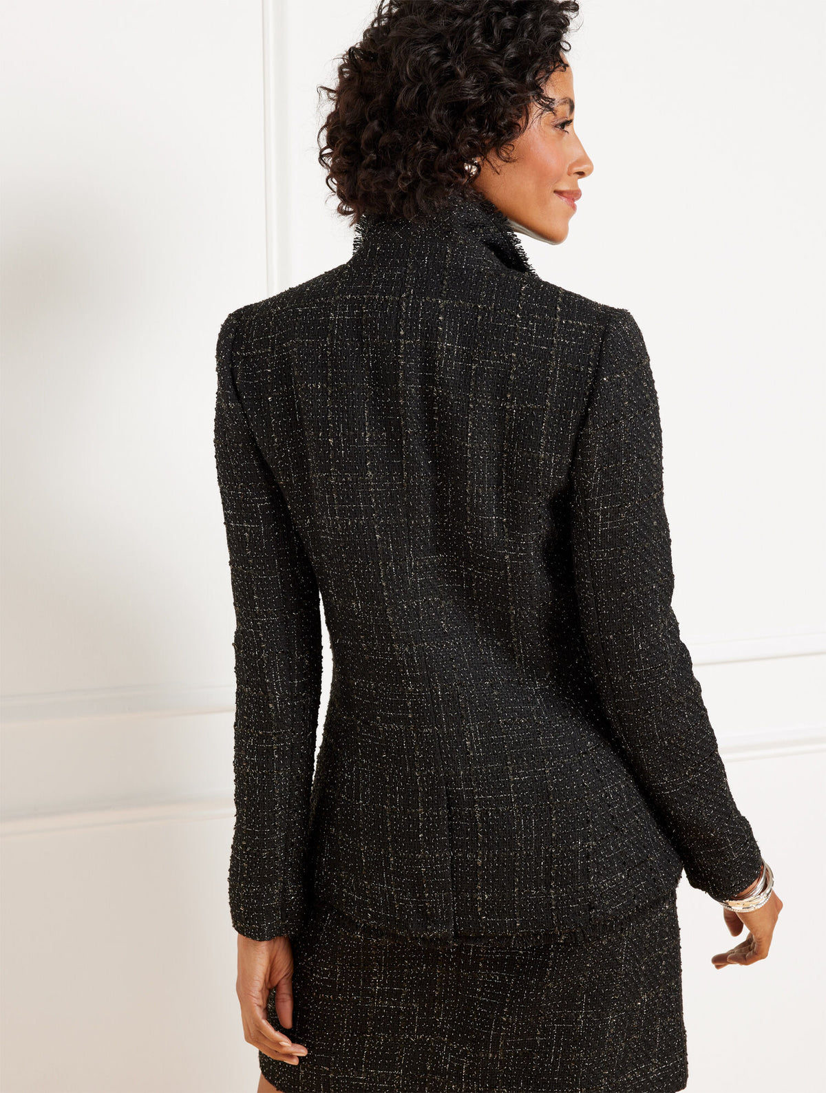 Talbots METALLIC FRINGE TWEED DOUBLE BREASTED BLAZER