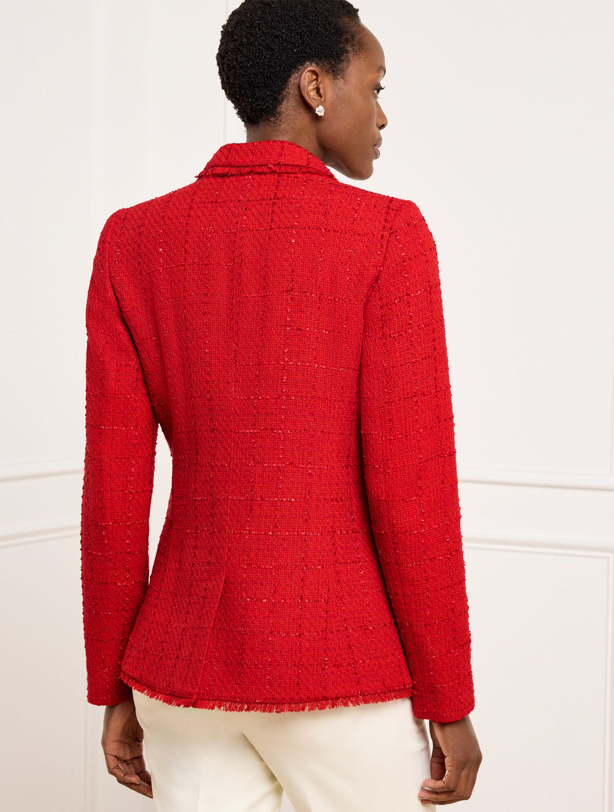 Talbots METALLIC FRINGE TWEED DOUBLE BREASTED BLAZER