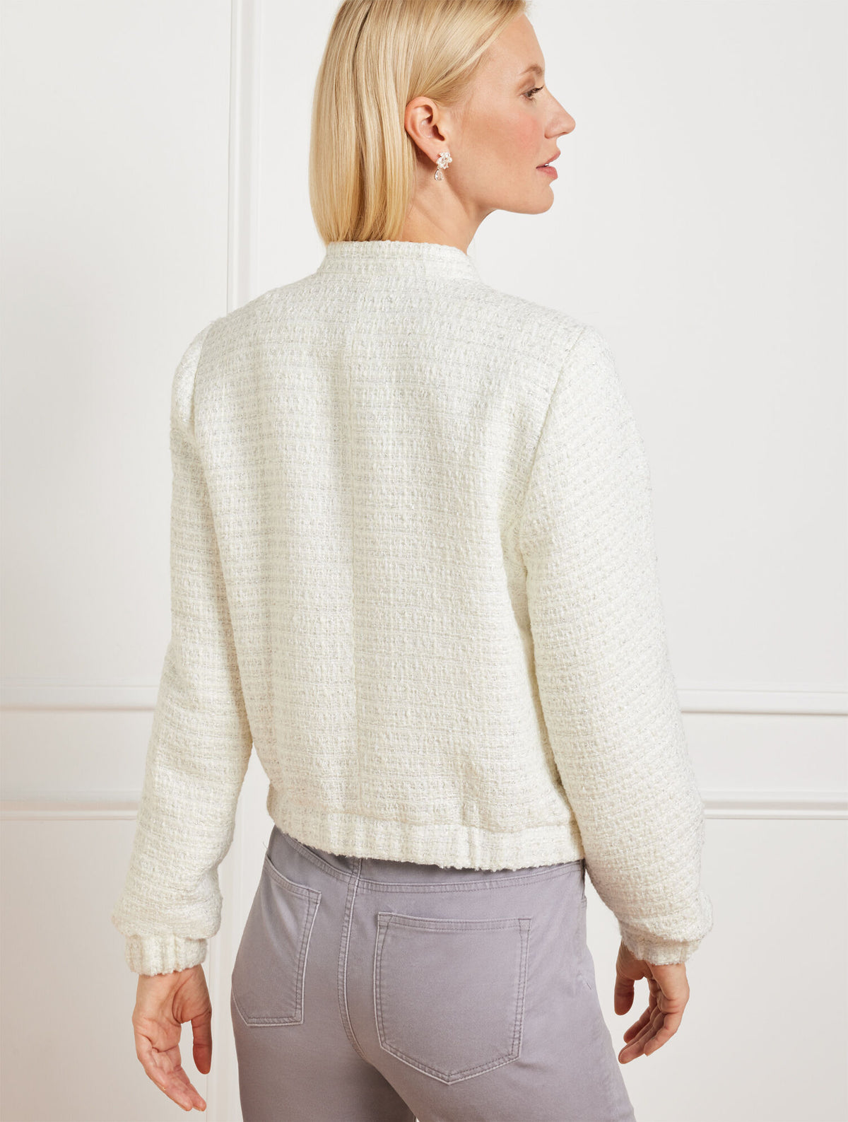 Talbots SPARKLE TWEED BOMBER JACKET